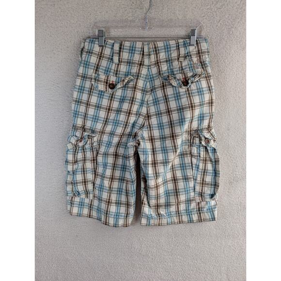 American Eagle Cargo Shorts Mens 28 Plaid Preppy Longer Length - Picture 2 of 12
